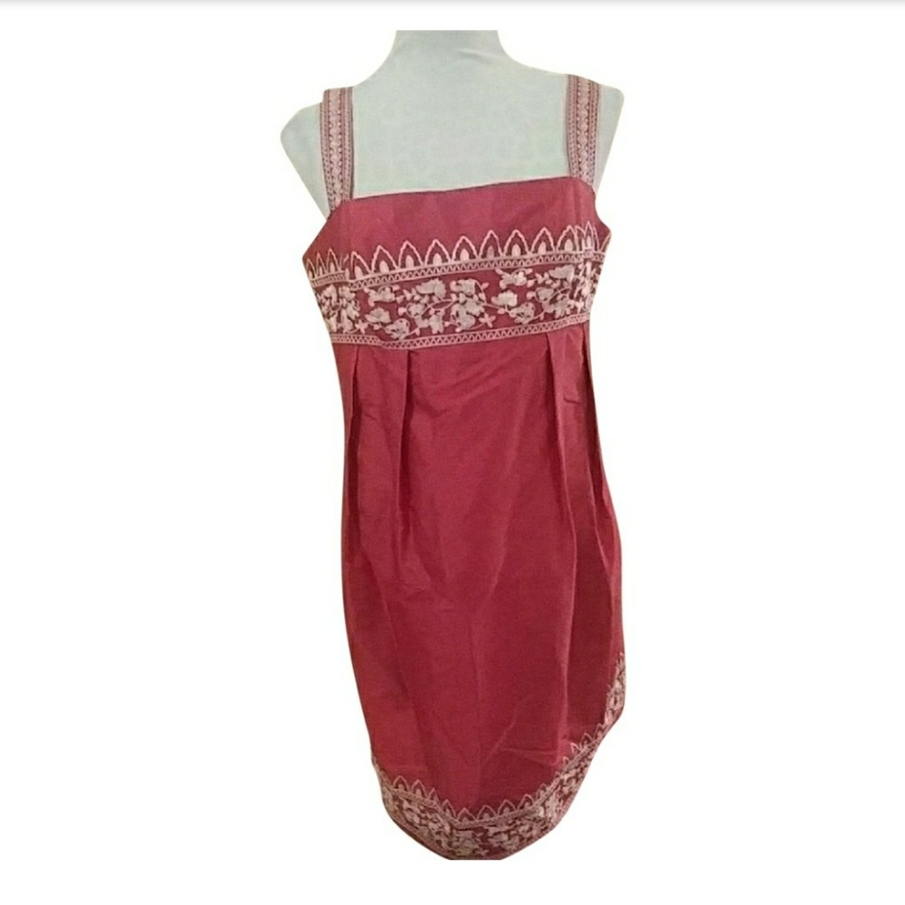 OC by OC Oleg Cassini red/white embroidered dress